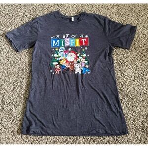 Dutlass Women's "A Bit of a Misfit" Christmas Blue‎ Short Sleeve Tee Size Small